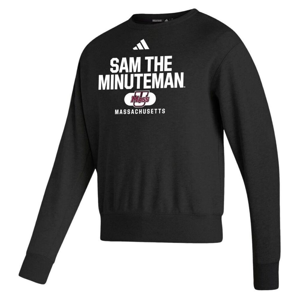 Adidas NWT Premium Vintage UMass Minuteman NCAA Crew Black Large